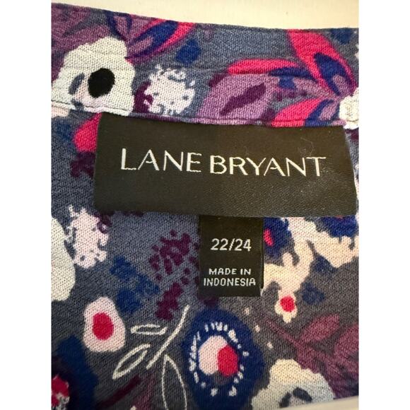 Lane Bryant Purple Floral Long Sleeve Peasant Tunic Women's Plus 22/24 Boho - Picture 5 of 12
